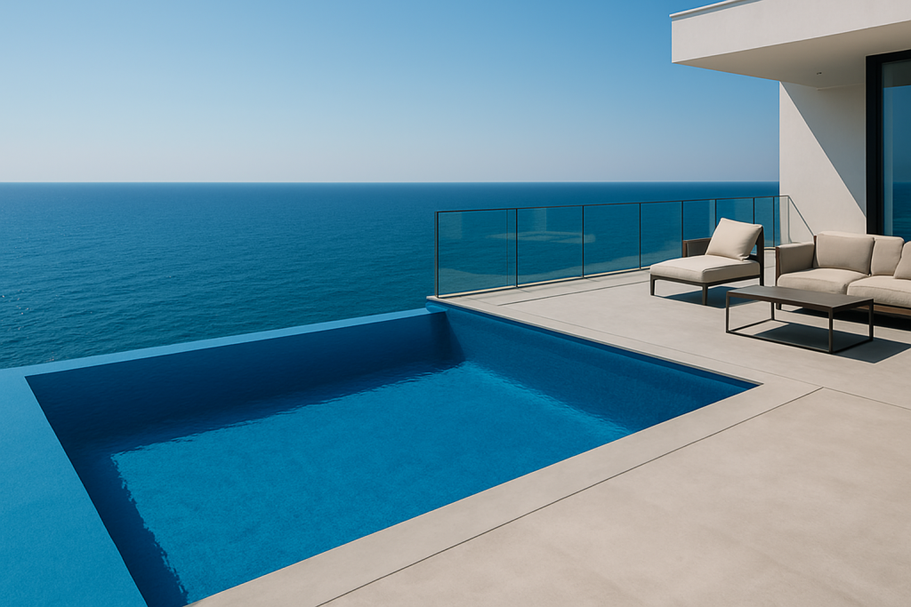 Betonski infiniti bazen sa bojom - Adriatic Blue boja